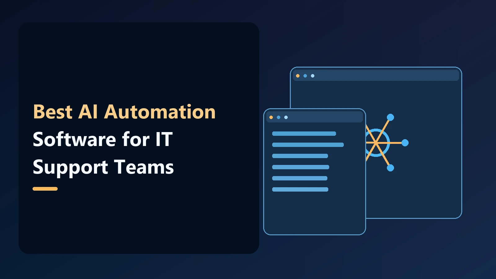 Noxgild editorial cover with layered computer and application panels: Best AI Automation Software for IT Support Teams