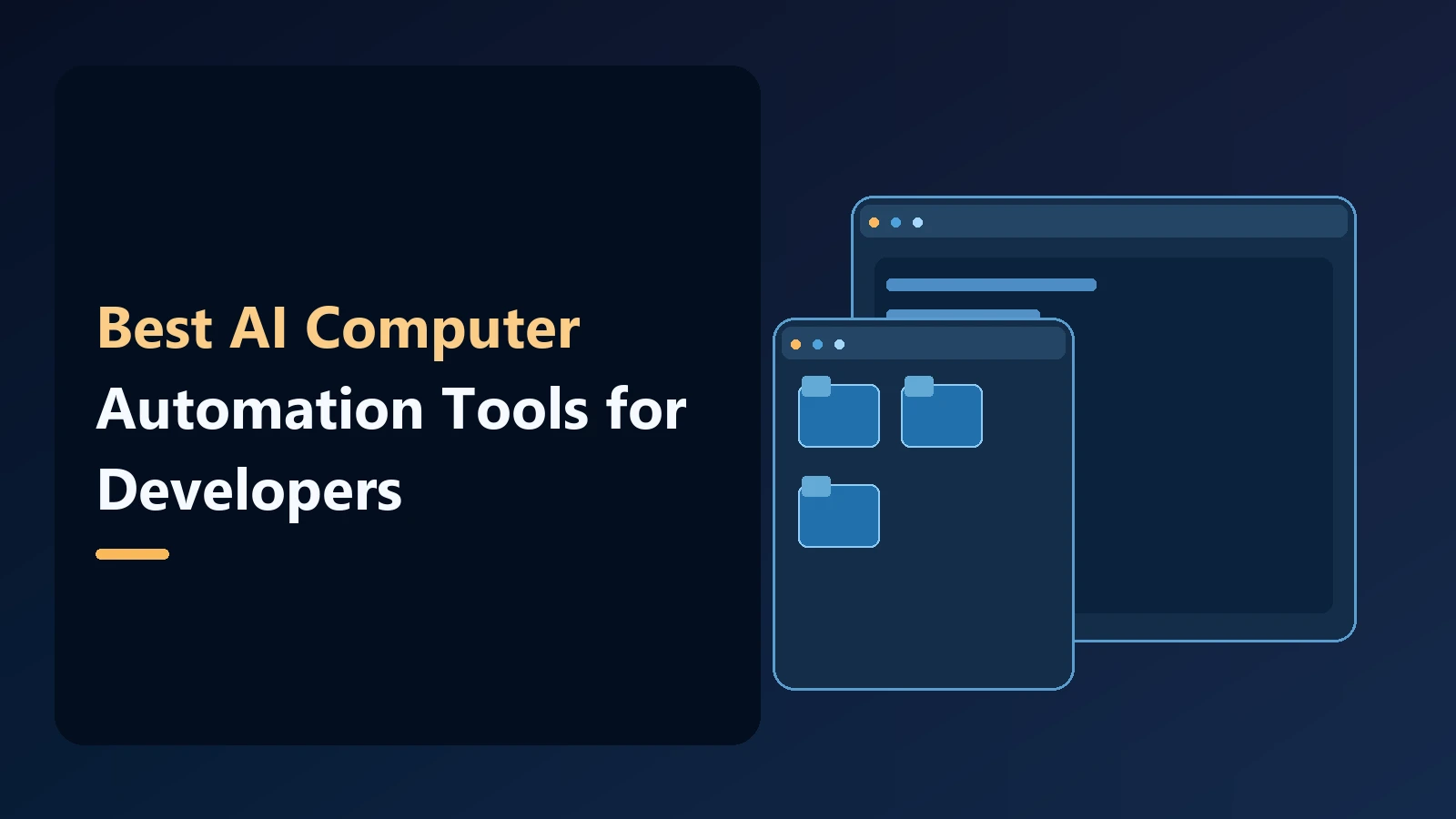 Noxgild editorial cover with layered computer and application panels: Best AI Computer Automation Tools for Developers