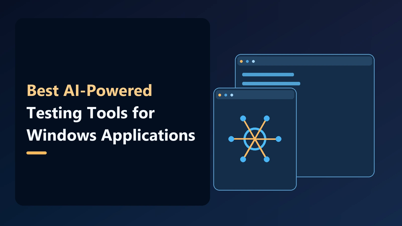 Noxgild editorial cover with layered computer and application panels: Best AI-Powered Testing Tools for Windows Applications