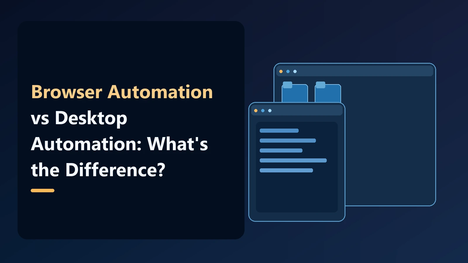 Noxgild editorial cover with layered computer and application panels: Browser Automation vs Desktop Automation: What's the Difference?