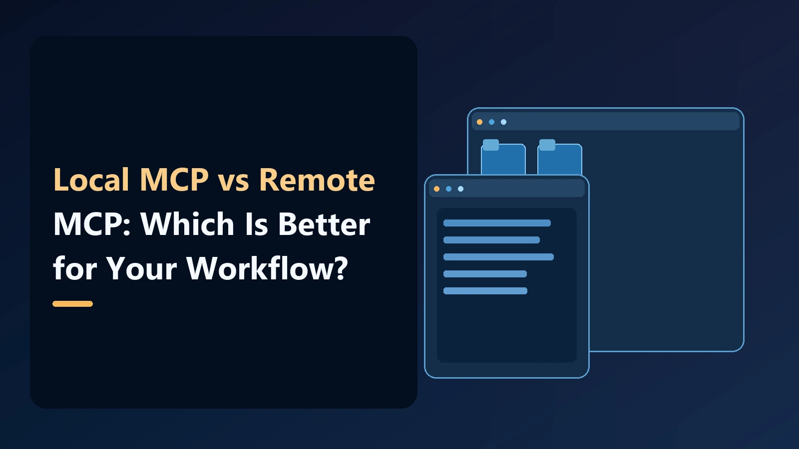 Noxgild editorial cover with layered computer and application panels: Local MCP vs Remote MCP: Which Is Better for Your Workflow?